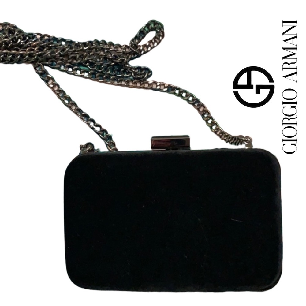 Giorgio Armani black velvet crossbody clutch
